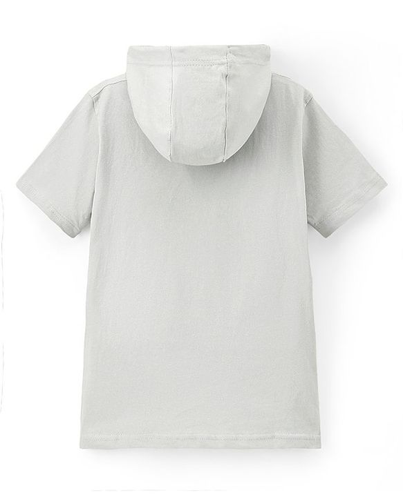 Pine Kids 100% Cotton Half Sleeves Bio Washed Hooded T-Shirt Text Print - White