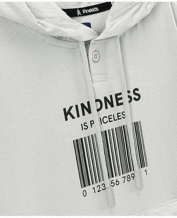 Pine Kids 100% Cotton Half Sleeves Bio Washed Hooded T-Shirt Text Print - White