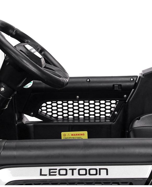Babyhug Battery Operated Police Ride On Jeep With Lights and Music - Black| Forward & Reverse Drive| Wide Comfortable Seat| Rechargeable Battery| Remote Control| Pre-loaded Music with USB & AUX| Easy to Assemble| Openable Doors| Easy to Operate