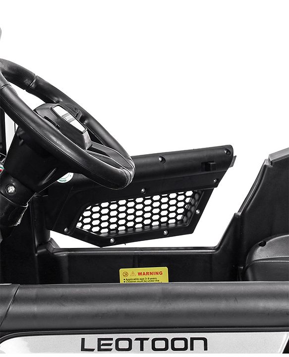 Babyhug Battery Operated Police Ride On Jeep With Lights and Music - Black| Forward & Reverse Drive| Wide Comfortable Seat| Rechargeable Battery| Remote Control| Pre-loaded Music with USB & AUX| Easy to Assemble| Openable Doors| Easy to Operate