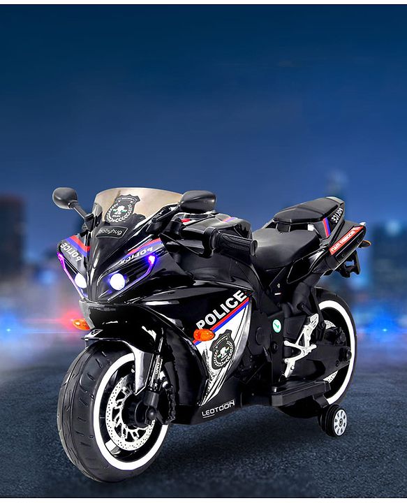 Babyhug Police Battery Operated Ride on Bike With Music & Light - Black