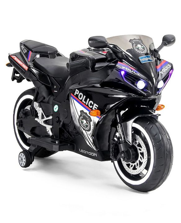 Babyhug Police Battery Operated Ride on Bike With Music & Light - Black