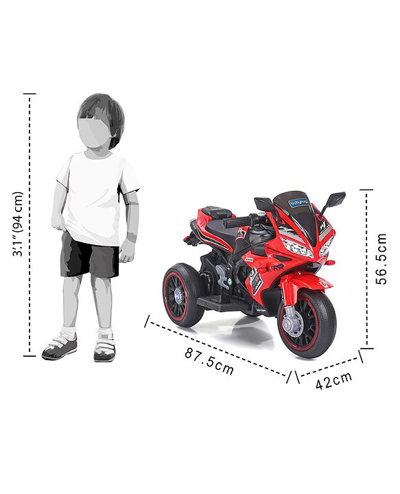 Babyhug Battery Operated Three Wheeler Mini R1 Bike With Music & Light - Red