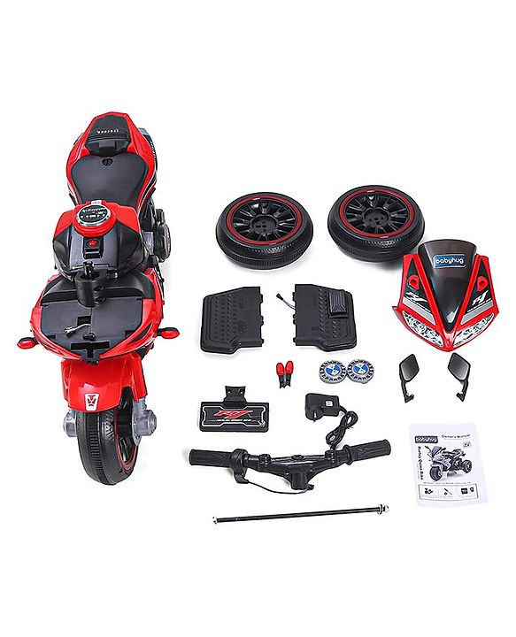 Babyhug Battery Operated Three Wheeler Mini R1 Bike With Music & Light - Red