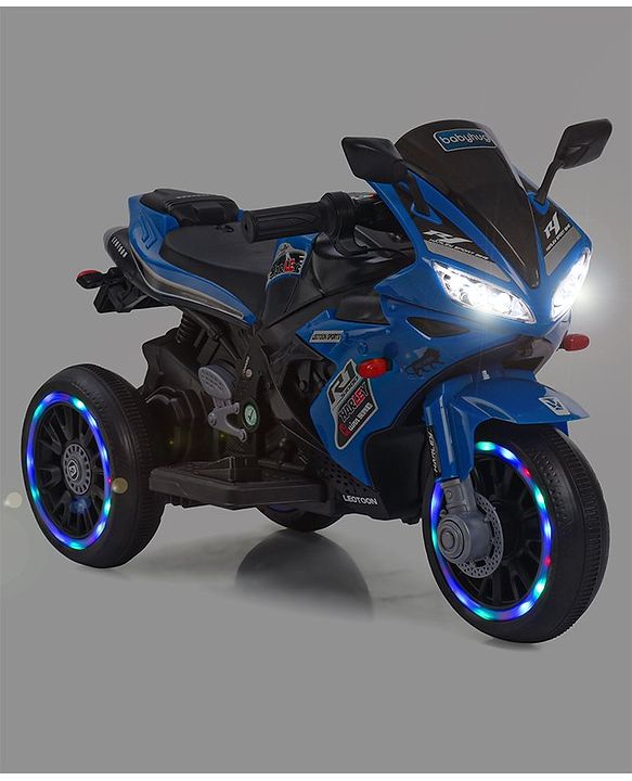 Babyhug Battery Operated Three Wheeler Mini R1 Bike With Music & Light - Blue
