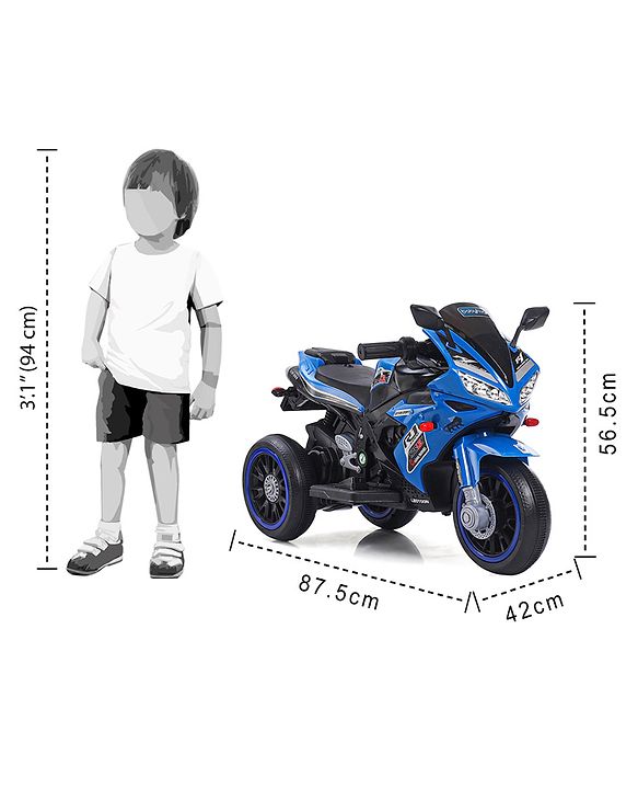 Babyhug Battery Operated Three Wheeler Mini R1 Bike With Music & Light - Blue