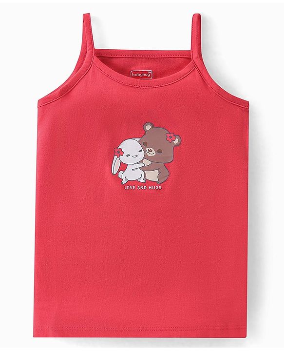 Babyhug 100% Cotton Antibacterial Finish Sleeveless Slips Pack of 3 - Red Purple