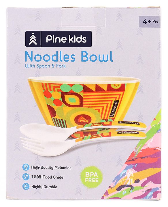 Pine Kids Melamine Bowl With Fork And Spoon Pink - Pack of 3