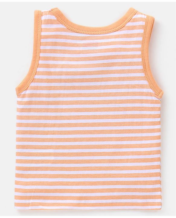 Babyhug 100% Cotton Antibacterial Sleeveless Vests Tiger Print Pack of 3 - Mint Blue & Orange