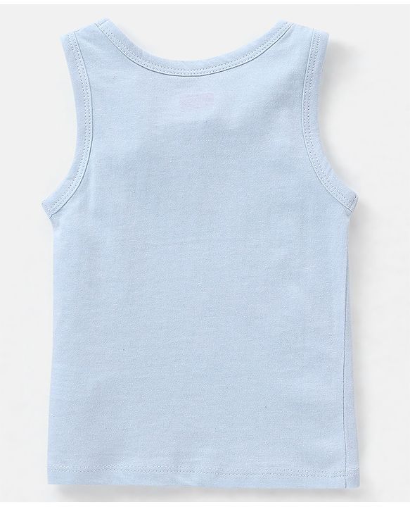 Babyhug 100% Cotton Antibacterial Sleeveless Vests Tiger Print Pack of 3 - Mint Blue & Orange
