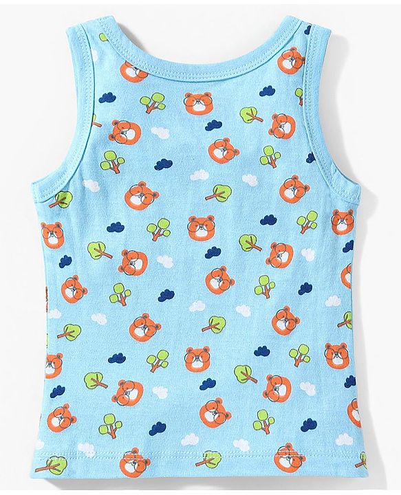 Babyhug 100% Cottton Anti Bacterial Sleeveless Sando Pack Of 3 - Blue Green