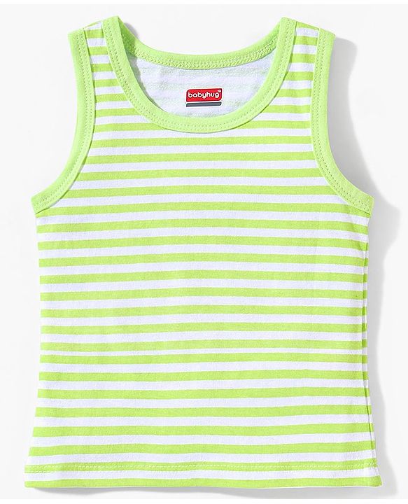 Babyhug 100% Cottton Anti Bacterial Sleeveless Sando Pack Of 3 - Blue Green