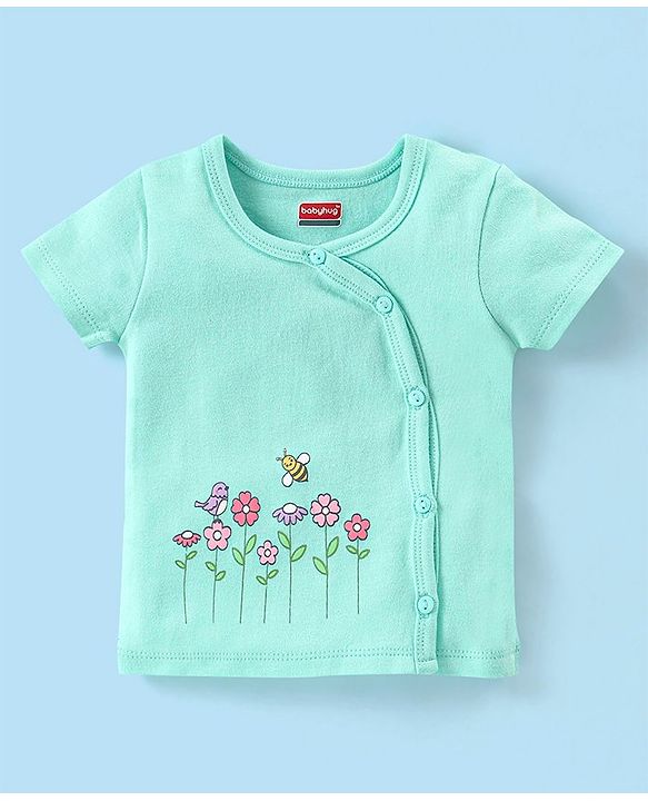 Babyhug 100% Cotton Antibacterial Half Sleeves Vests Bee Print Pack of 5 - Pink Blue & Yellow