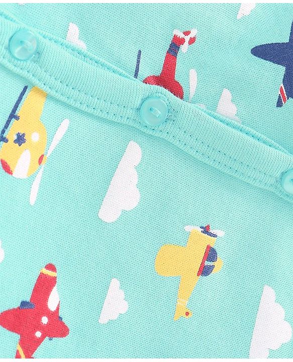 Babyhug 100% Cottton Anti Bacterial Half Sleeves Vest Pack Of 3  - Blue Green