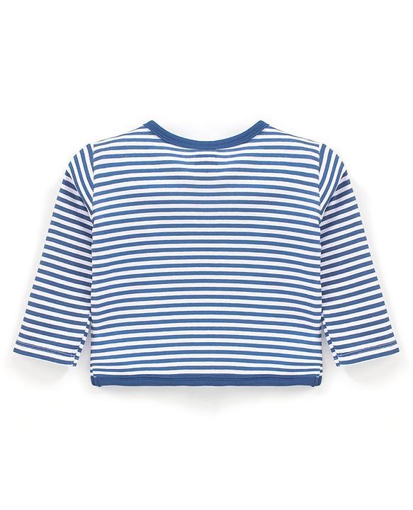 Babyhug 100% Cotton Antibacterial Full Sleeves Vests Stripes & Apple Print Pack of 3 - Grey Red & Blue