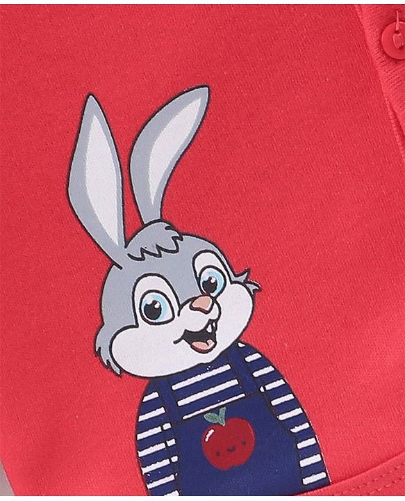 Babyhug 100% Cotton Antibacterial Full Sleeves Vests Stripes & Apple Print Pack of 3 - Grey Red & Blue