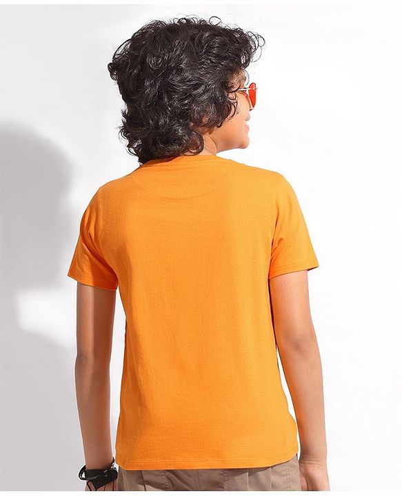 Pine Kids 100% Cotton Half Sleeves Bio Washed T-Shirt Shoes Print - Orange