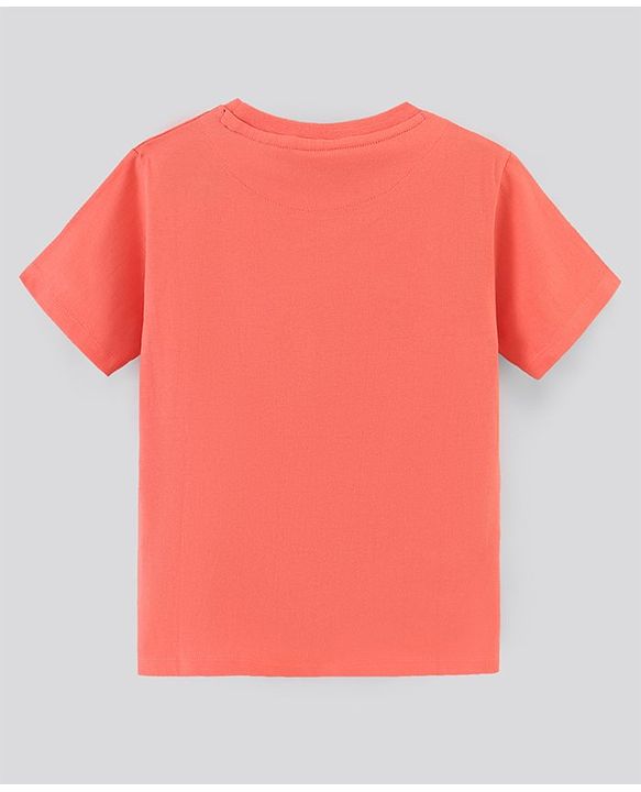Pine Kids Cotton Half Sleeves Bio Washed T-shirt With Skating Print- Orange