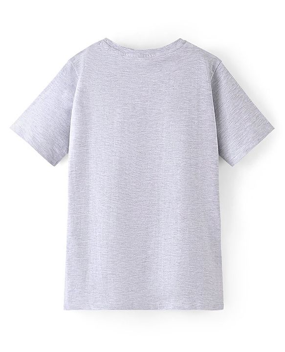 Pine Kids 100% Cotton Half Sleeves Bio Washed T-Shirt Text Print - Light Grey