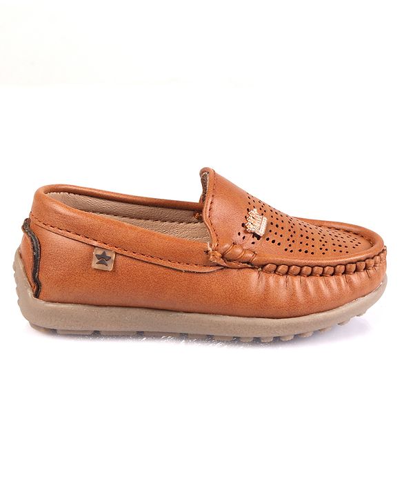 Cute Walk by Babyhug Slip On Formal Shoes with Crown Applique - Brown