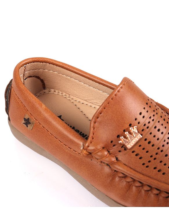 Cute Walk by Babyhug Slip On Formal Shoes with Crown Applique - Brown