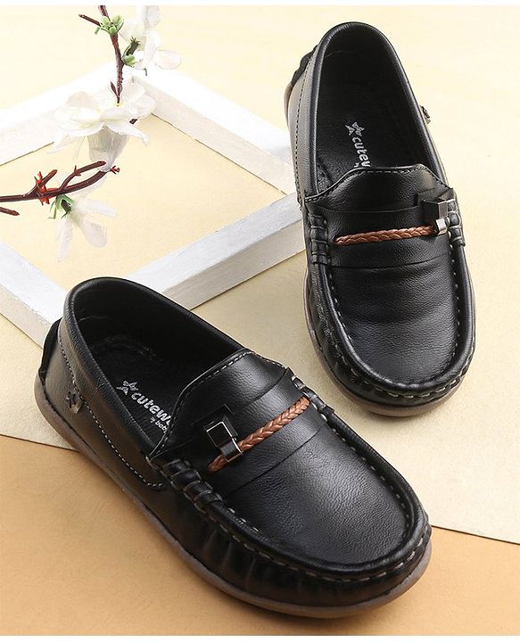 Cute Walk by Babyhug Slip On Formal Shoes with Faux Buckle - Black