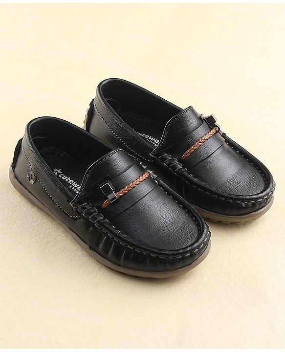 Cute Walk by Babyhug Slip On Formal Shoes with Faux Buckle - Black