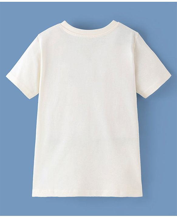 Pine Kids 100% Cotton Biowashed Half Sleeves T-Shirt Text Print- White