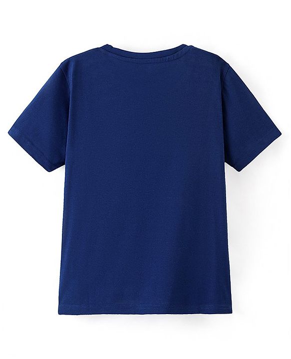 Pine Kids 100% Cotton Half Sleeves Bio Washed T-Shirt Text Print - Navy Blue