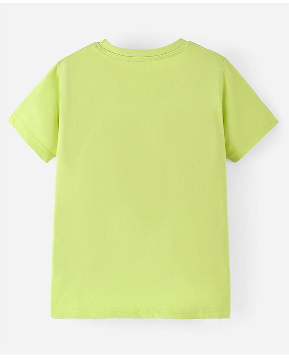 Pine Kids Half Sleeves Bio washed Text Print T-Shirt - Green
