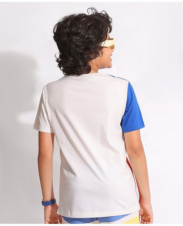 Pine Kids Half Sleeves Biowashed T-Shirt Text Print - White