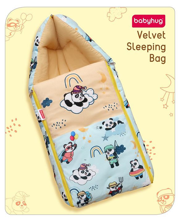 Babyhug Velour Sleeping Bag Animal Faces Print - Multicolor