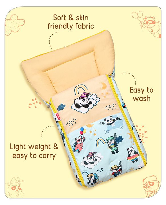 Babyhug Velour Sleeping Bag Animal Faces Print - Multicolor