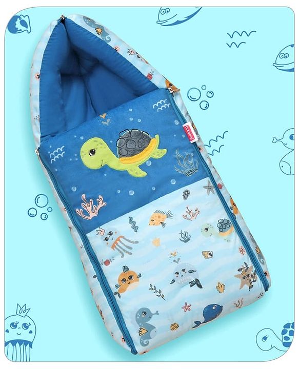 Babyhug Velour Sleeping Bag Animal Faces Print - Multicolor