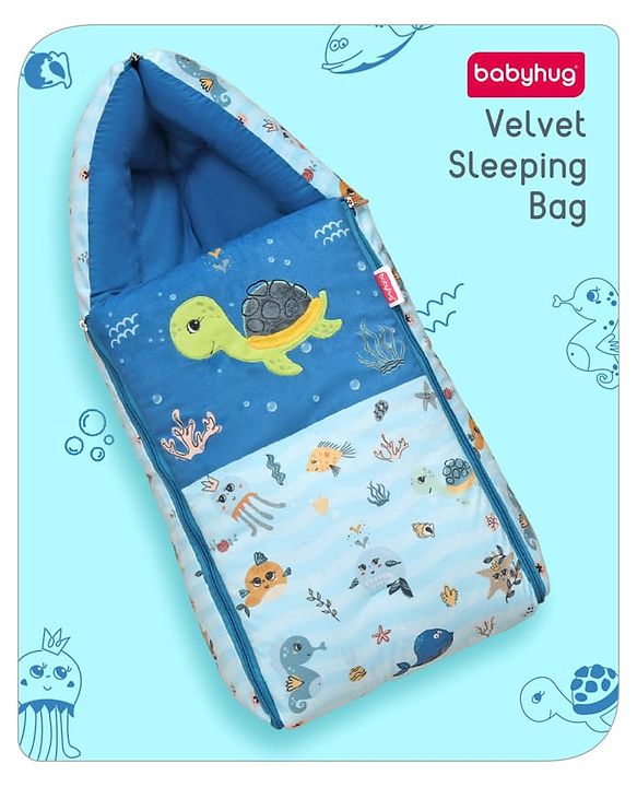 Babyhug Velour Sleeping Bag Animal Faces Print - Multicolor