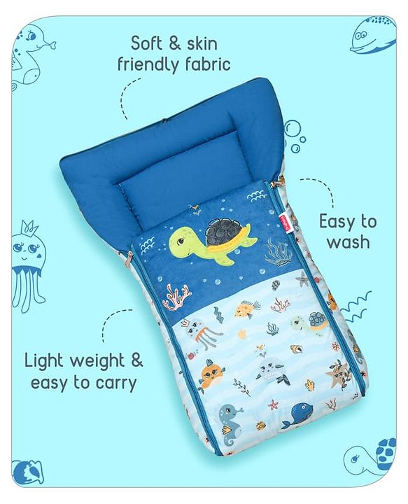 Babyhug Velour Sleeping Bag Animal Faces Print - Multicolor