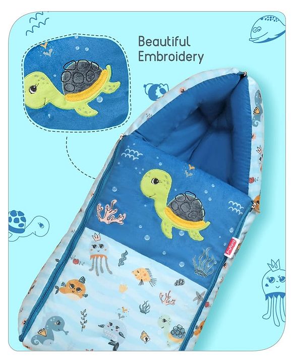 Babyhug Velour Sleeping Bag Animal Faces Print - Multicolor