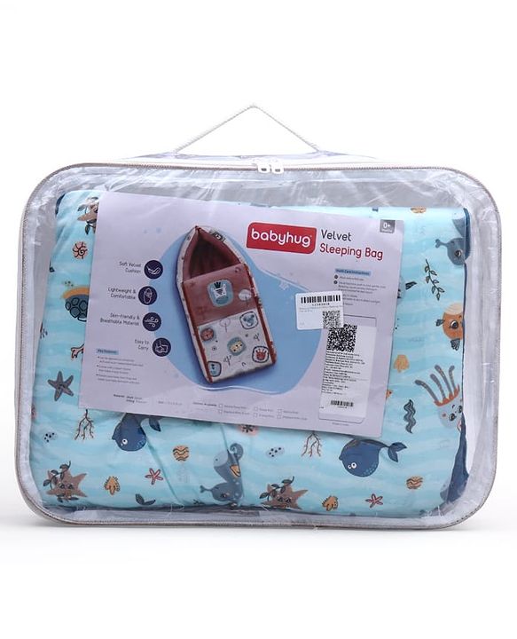 Babyhug Velour Sleeping Bag Animal Faces Print - Multicolor