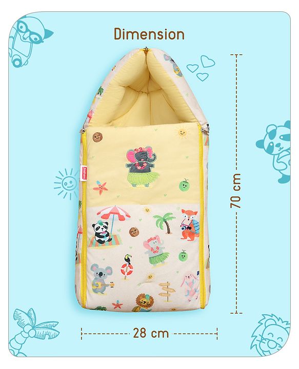 Babyhug Velour Sleeping Bag Animal Faces Print - Multicolor