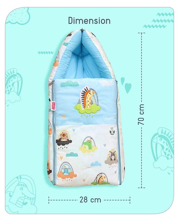 Babyhug Velour Sleeping Bag Animal Faces Print - Multicolor