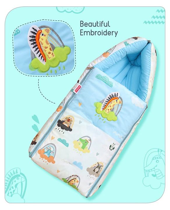 Babyhug Velour Sleeping Bag Animal Faces Print - Multicolor