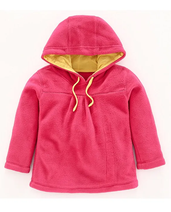 Nino Bambino Recycled Polar Fleece Full Sleeve Solid Hoodie Sweatshirt Red