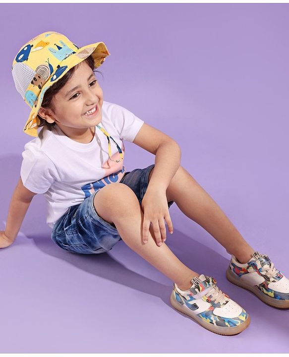 Babyhug Snail Print Bucket Hats Yellow - Diameter 16.5 cm