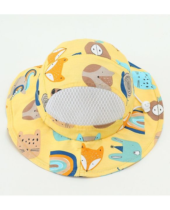 Babyhug Snail Print Bucket Hats Yellow - Diameter 16.5 cm
