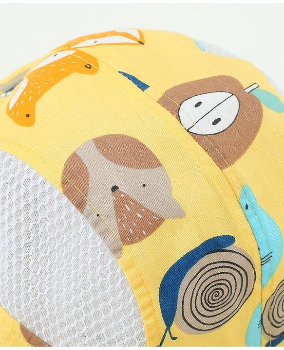 Babyhug Snail Print Bucket Hats Yellow - Diameter 16.5 cm