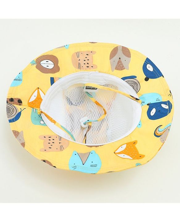 Babyhug Snail Print Bucket Hats Yellow - Diameter 16.5 cm
