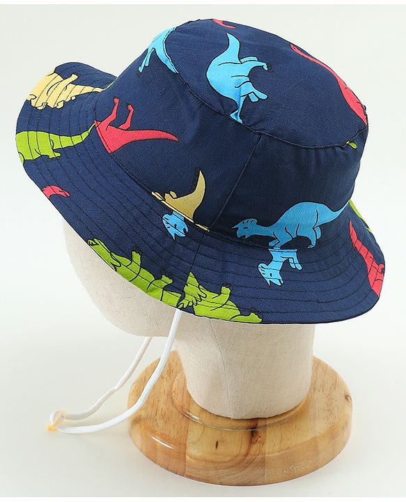Babyhug Dino Print Bucket Hats Navy Blue - Diameter 16.5 cm