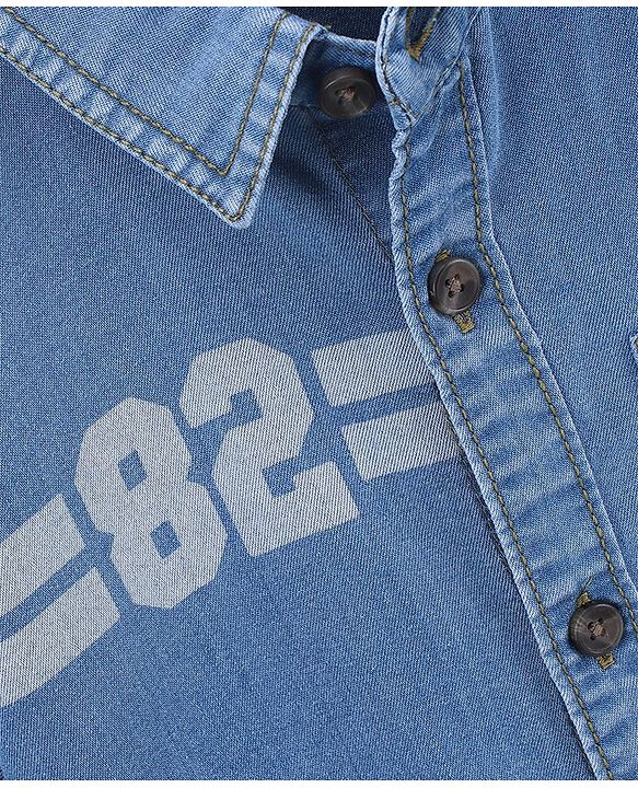 Babyhug Full Sleeves Denim Shirt with Number Print - Blue