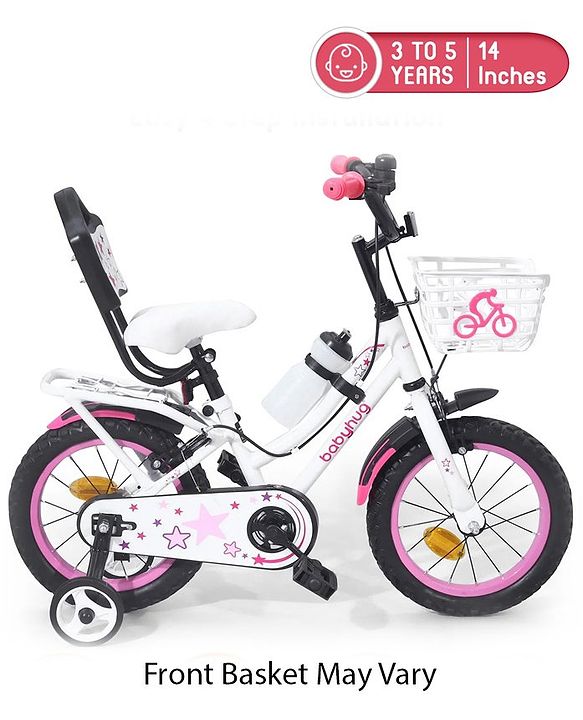 Babyhug Speedy Bicycle With Bell - Pink White| Storage Basket| Durable Brake