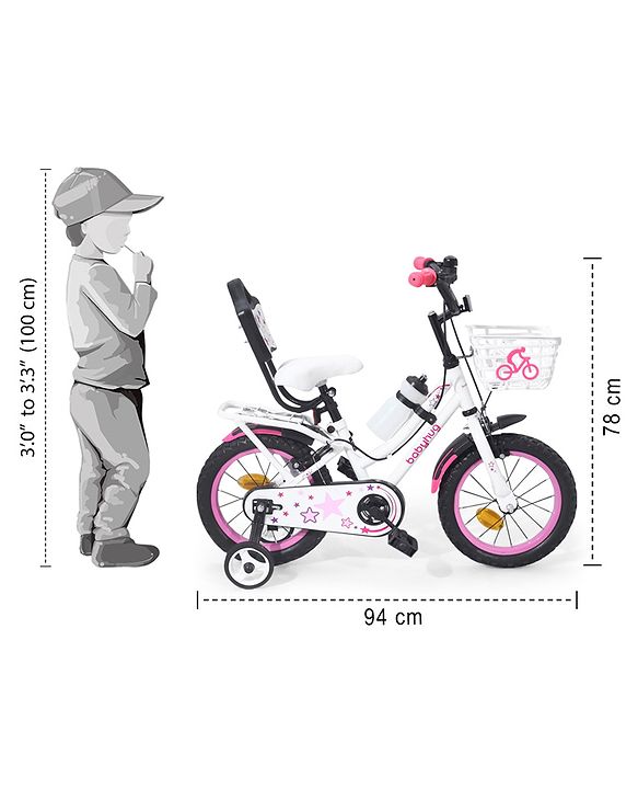 Babyhug Speedy Bicycle With Bell - Pink White| Storage Basket| Durable Brake